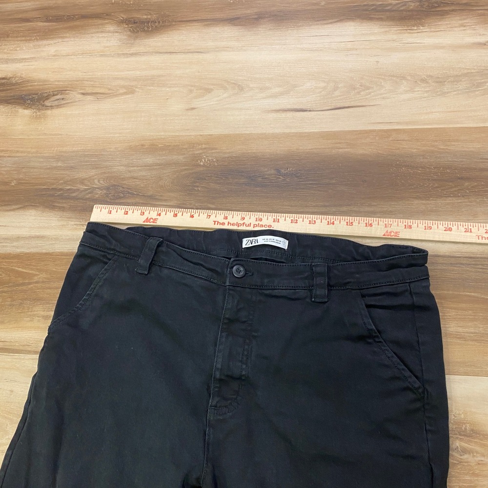 Zara Denimwear Pants 36 Slim Chino Trousers Cotton Stretch Black - Picture 4 of 8